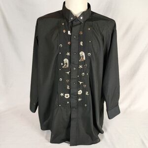 Chaplin Embellished Western Tuxedo Shirt (3XL)